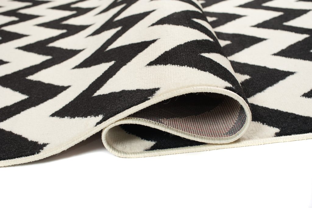 Tapis Dream Noir Crème Géométrique Zigzag