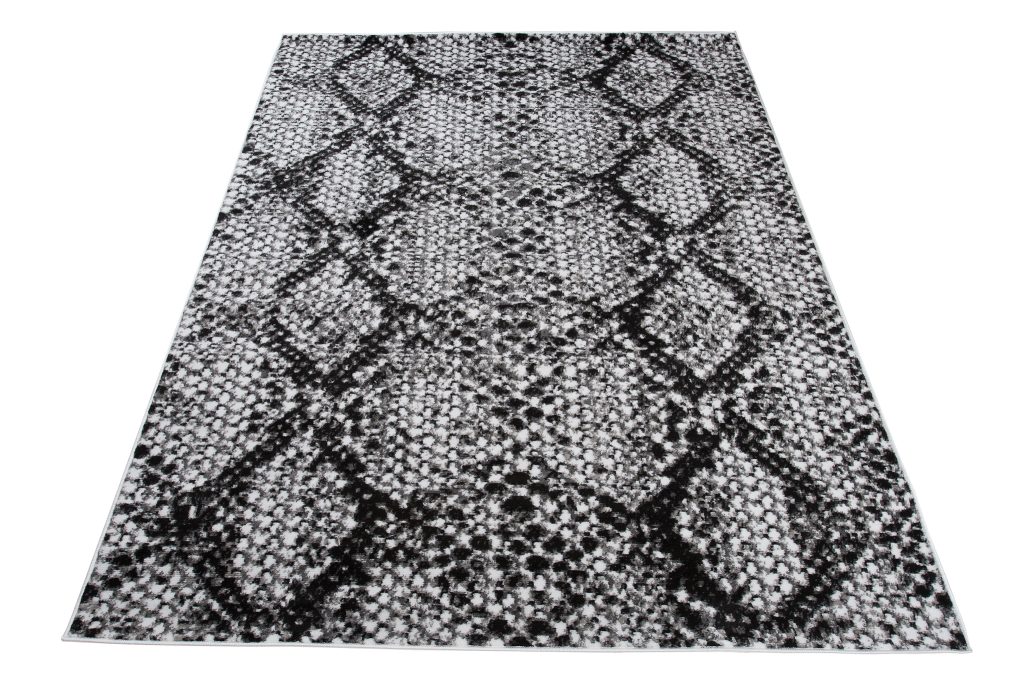 DREAM Tapis Moderne Serpent Moucheté Blanc Noir Fin