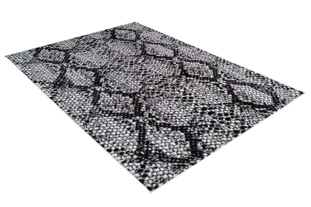 DREAM Tapis Moderne Serpent Moucheté Blanc Noir Fin