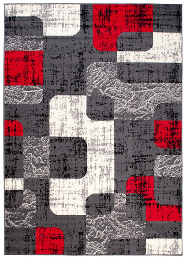 Tapis Dream Gris Blanc Rouge Figures Géométriques