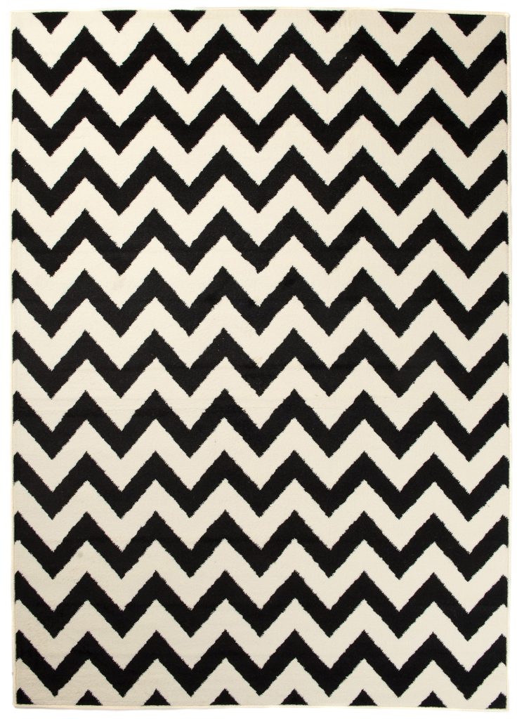 Tapis Dream Noir Crème Géométrique Zigzag
