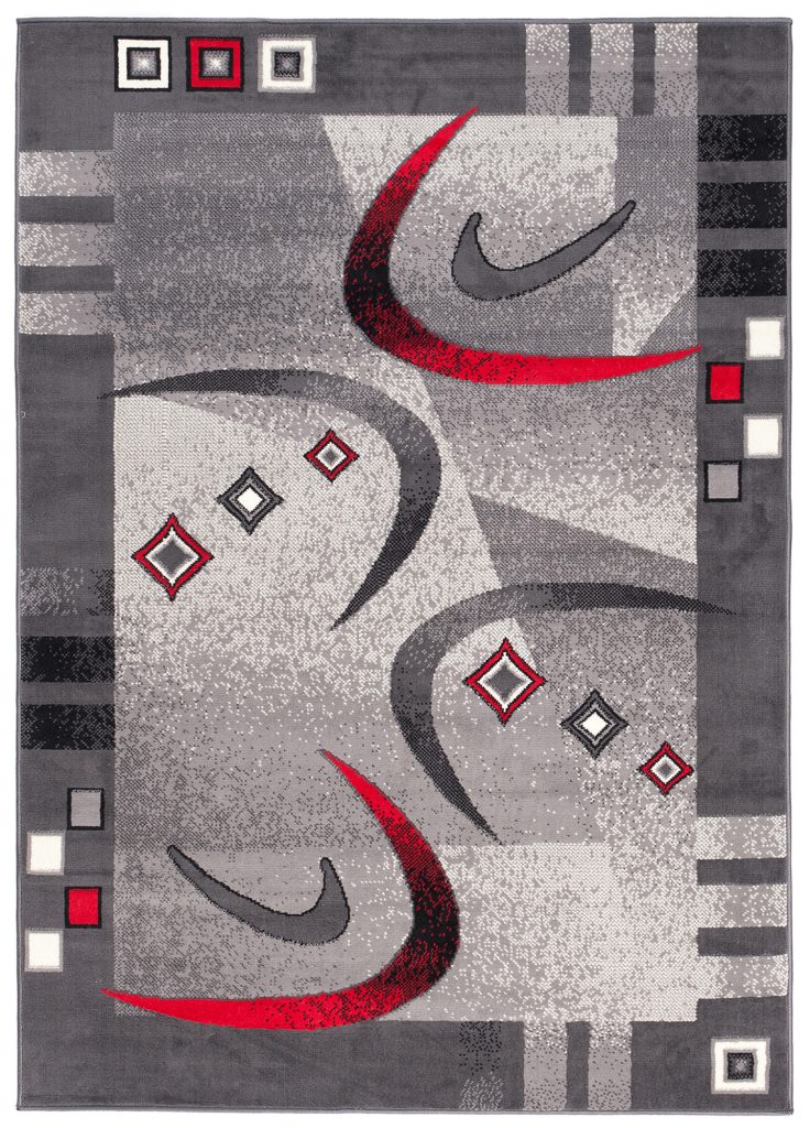 Tapis Dream Moderne Gris Rouge Demi-Cercles