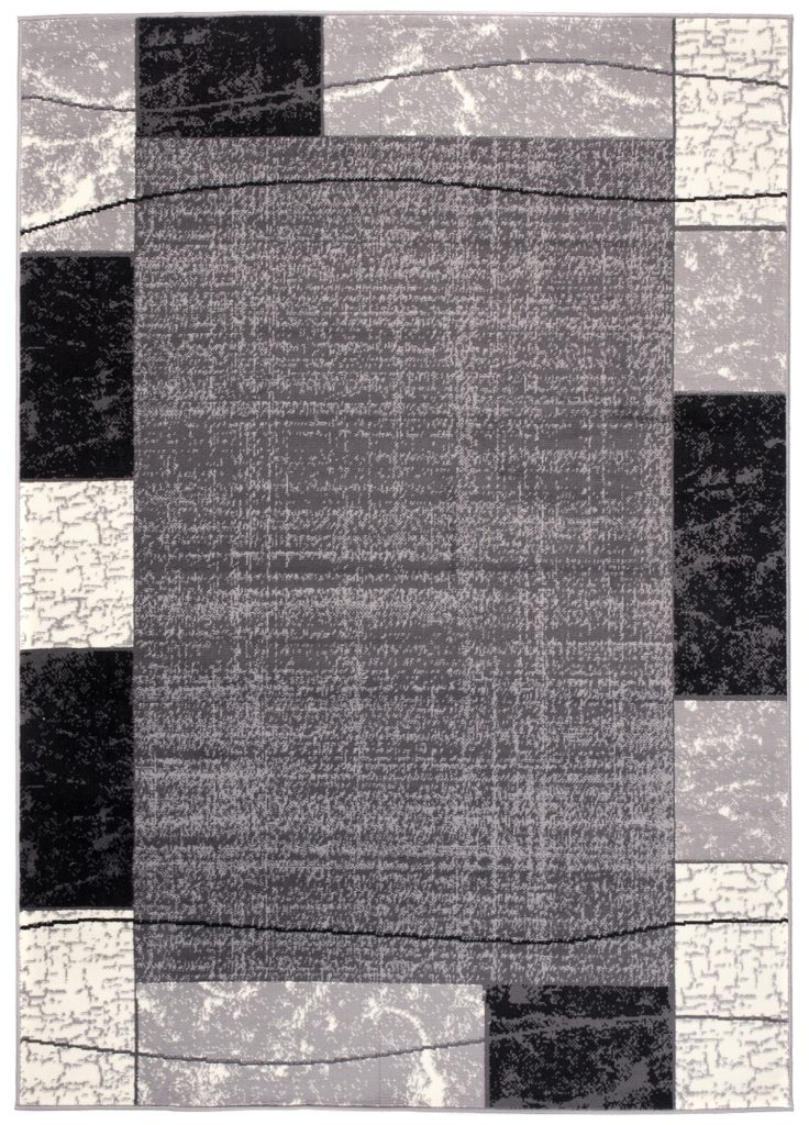 Tapis Dream Gris Noir Carreaux Rectangles