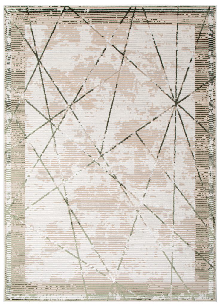 Tapis Crystal Vert Beige Géométrique Effet 3D