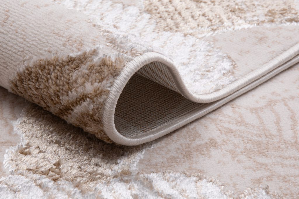 Tapis Crystal Or Marron BeigeFeuilles Effet 3D