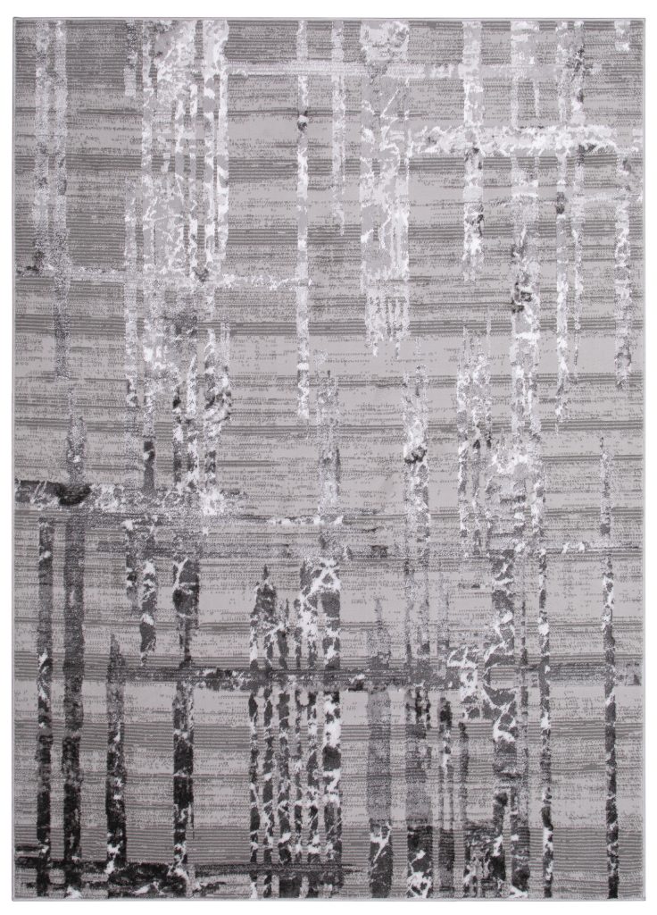 Tapis Crystal Gris Rayé Abstrait Effet 3D