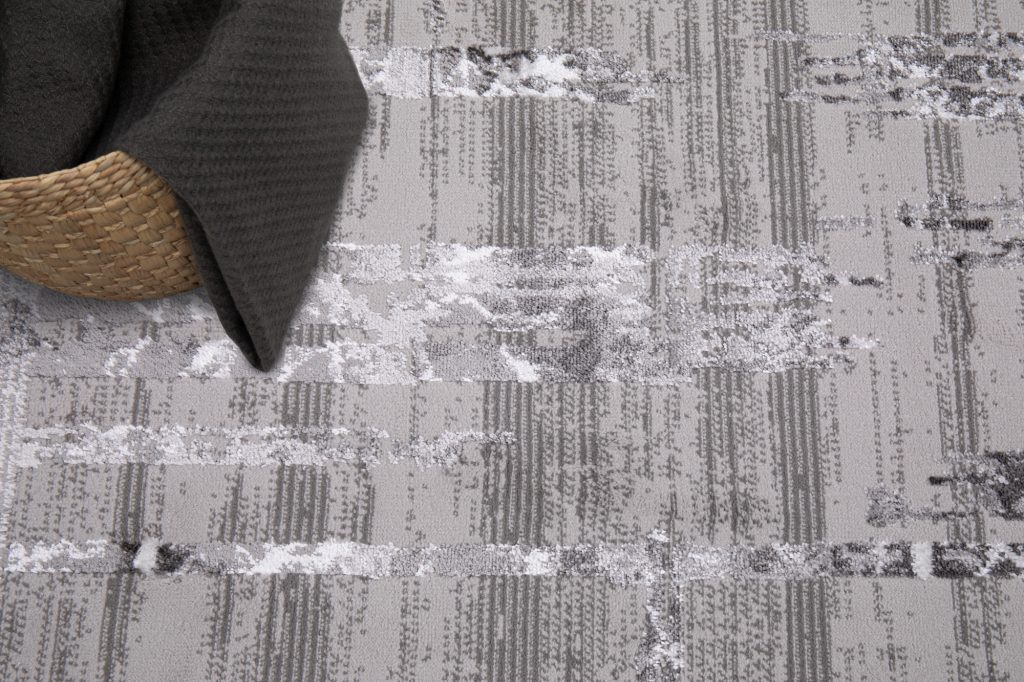 Tapis Crystal Gris Rayé Abstrait Effet 3D