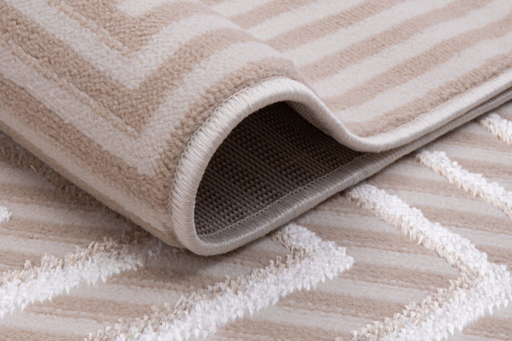 Tapis Crystal Vert Beige Zigzag Géométrique Effet 3D
