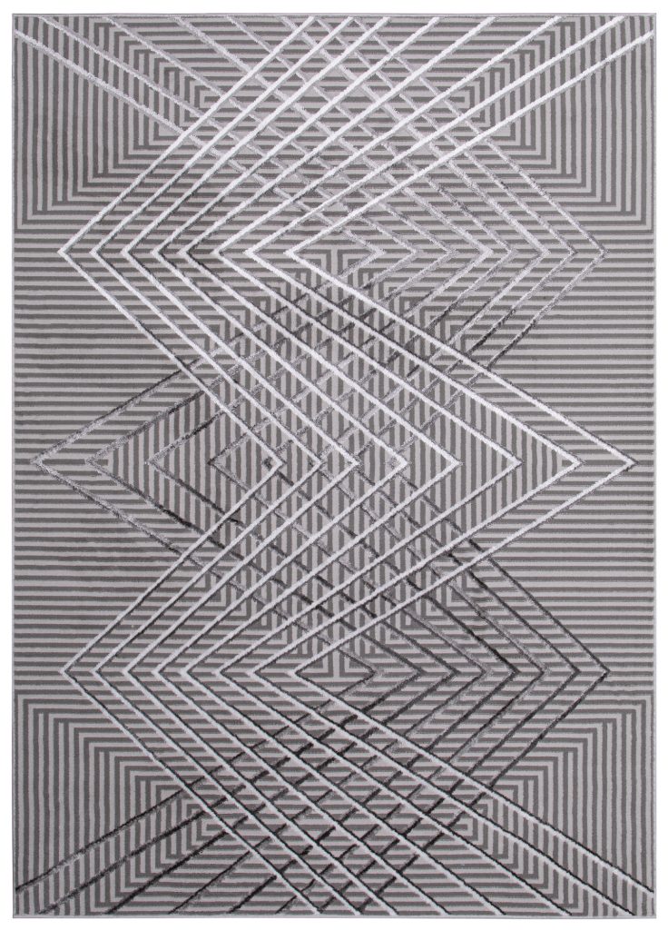 Tapis Crystal Gris Zigzag Géométrique Effet 3D