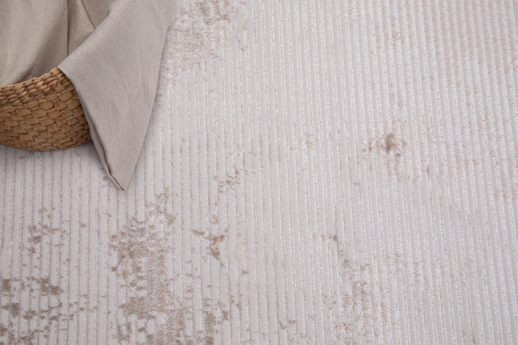 Tapis Crystal Vert Beige Cadre Moucheté Effet 3D