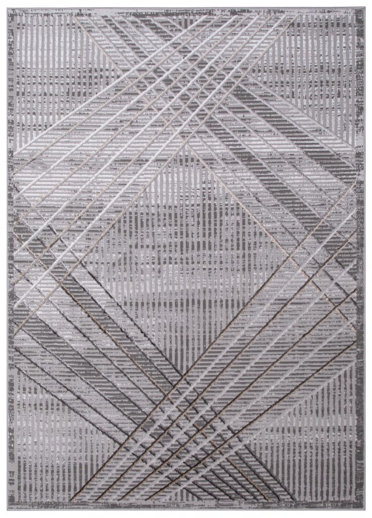 Tapis Crystal Gris Clair Beige Géométrique Effet 3D