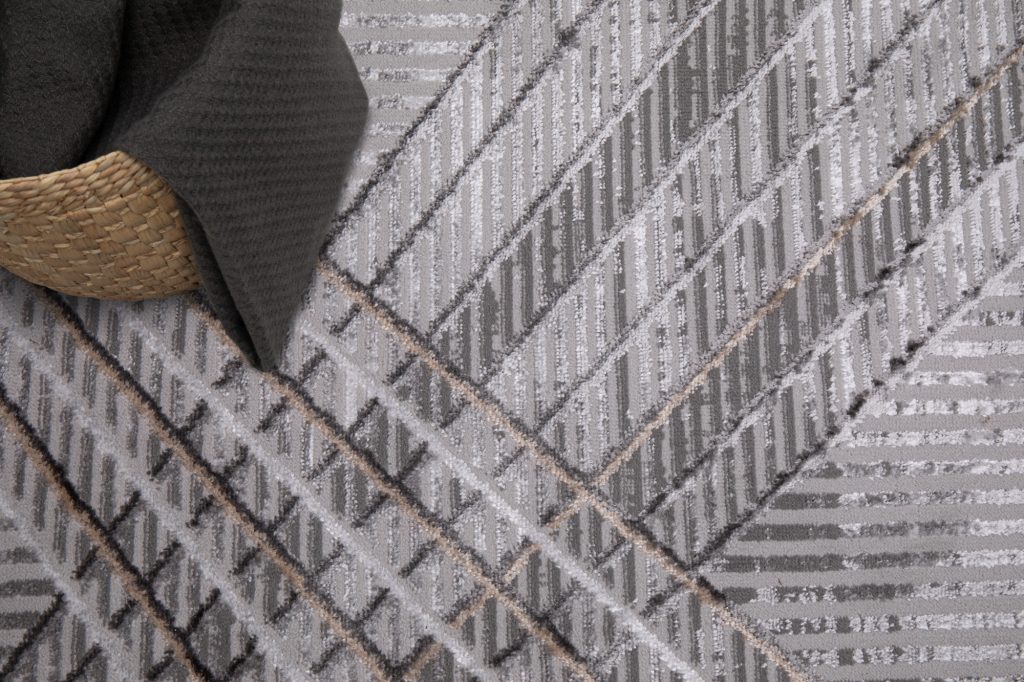 Tapis Crystal Gris Clair Beige Géométrique Effet 3D