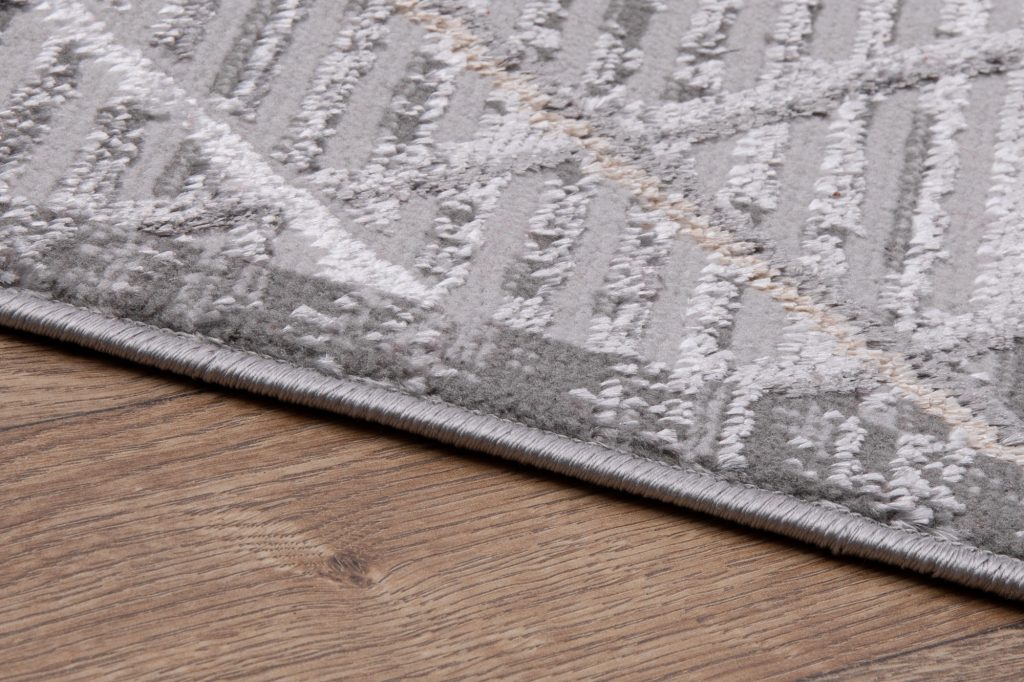 Tapis Crystal Gris Clair Beige Géométrique Effet 3D