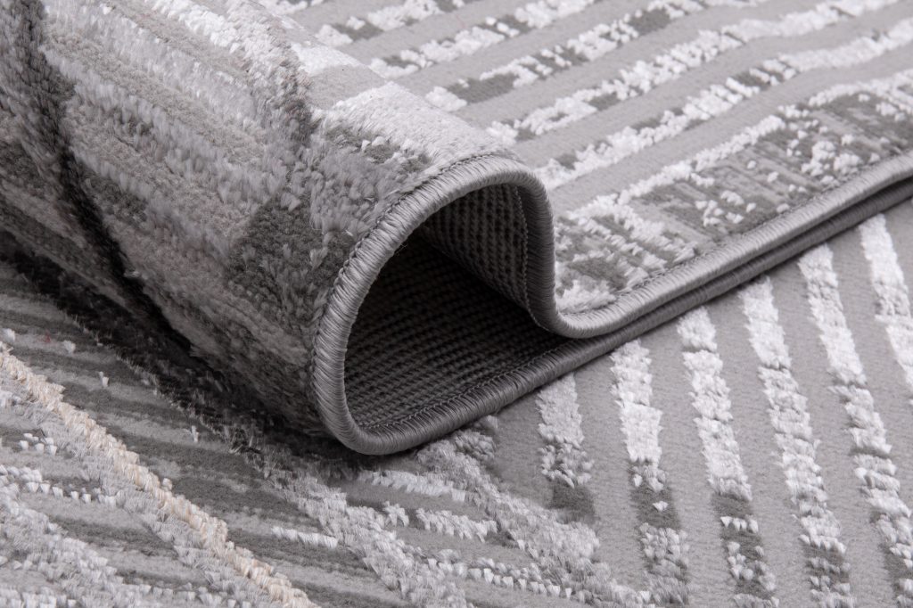 Tapis Crystal Gris Clair Beige Géométrique Effet 3D
