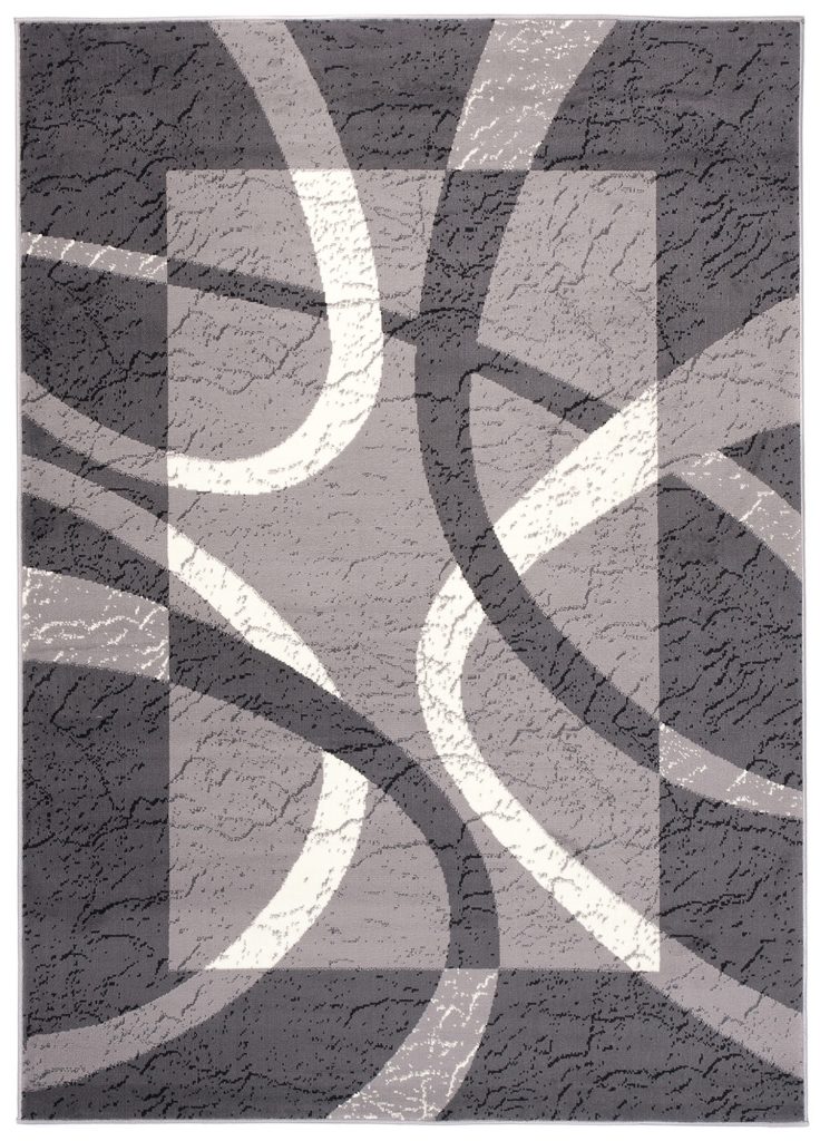 Tapis Dream Gris Blanc Bordure Cercles