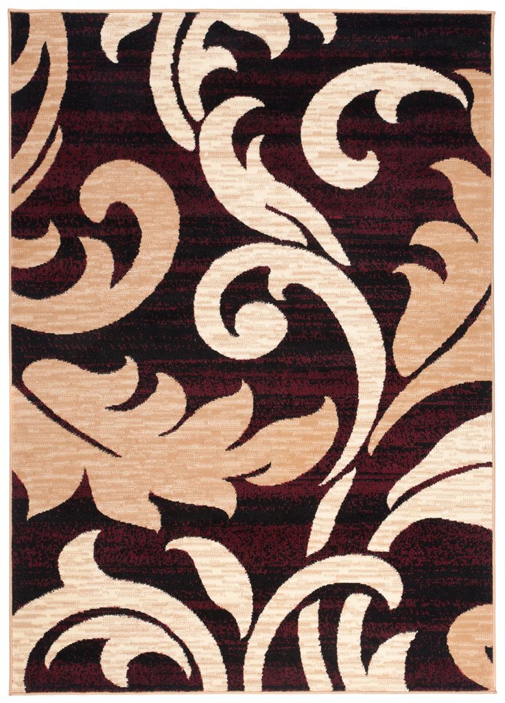 Tapis Dream Rouge Foncé Crème Ornamental Feuilles