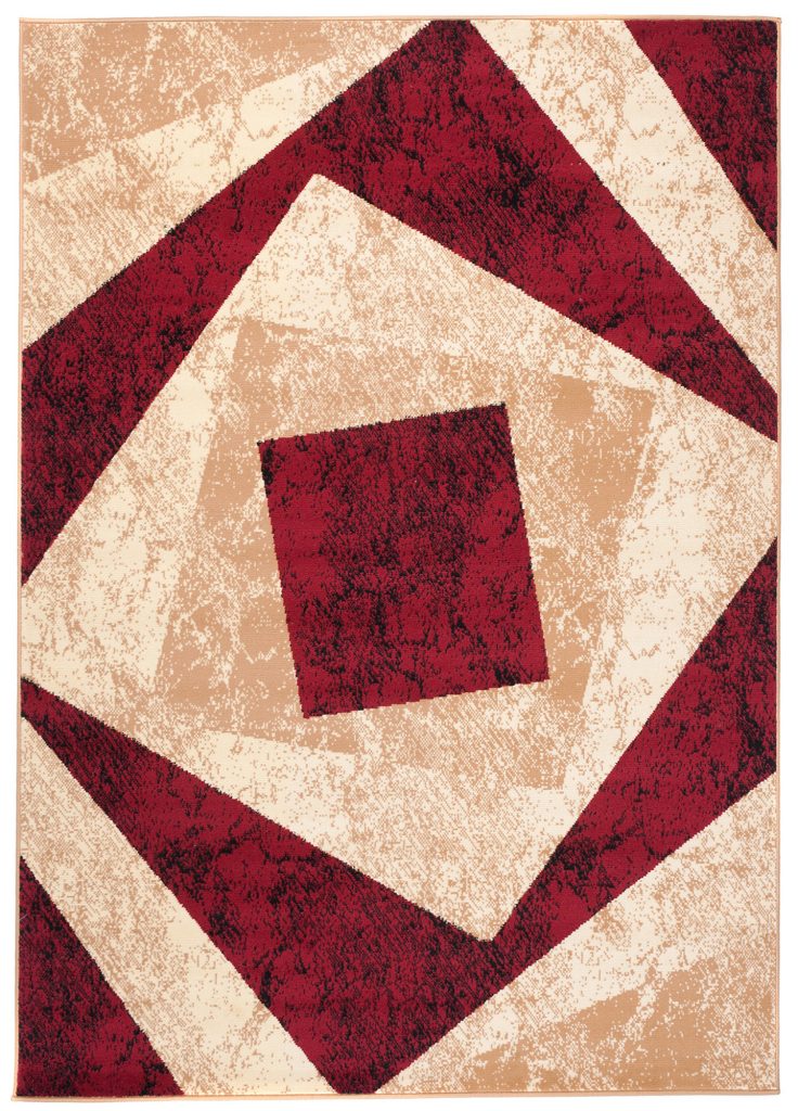 Tapis Dream Géométrique Crème Rouge Carrés
