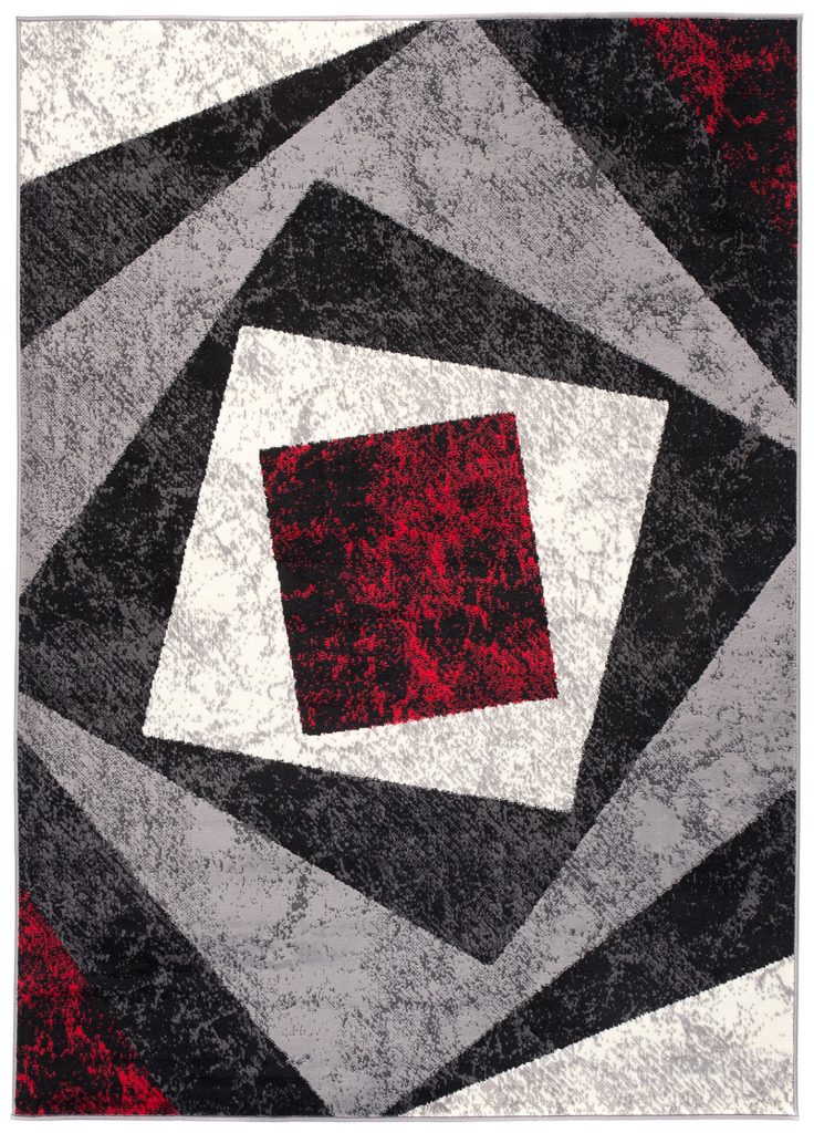 Tapis Dream Géométrique Gris Rouge Carrés