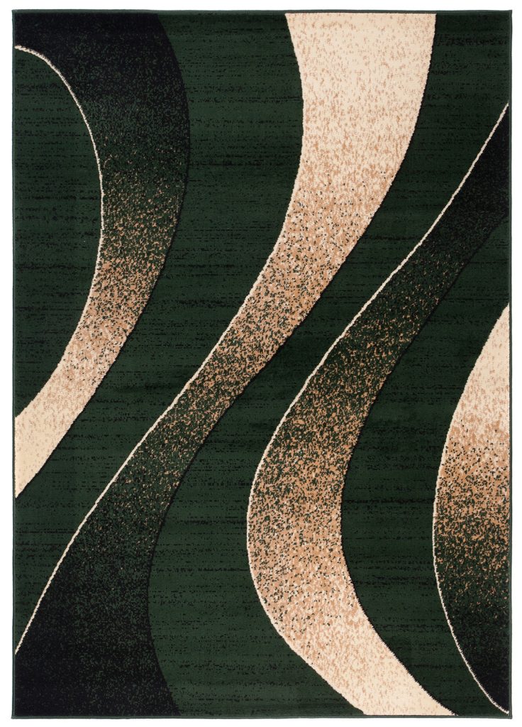 Tapis Dream Moderne Vert Foncé Beige Vagues