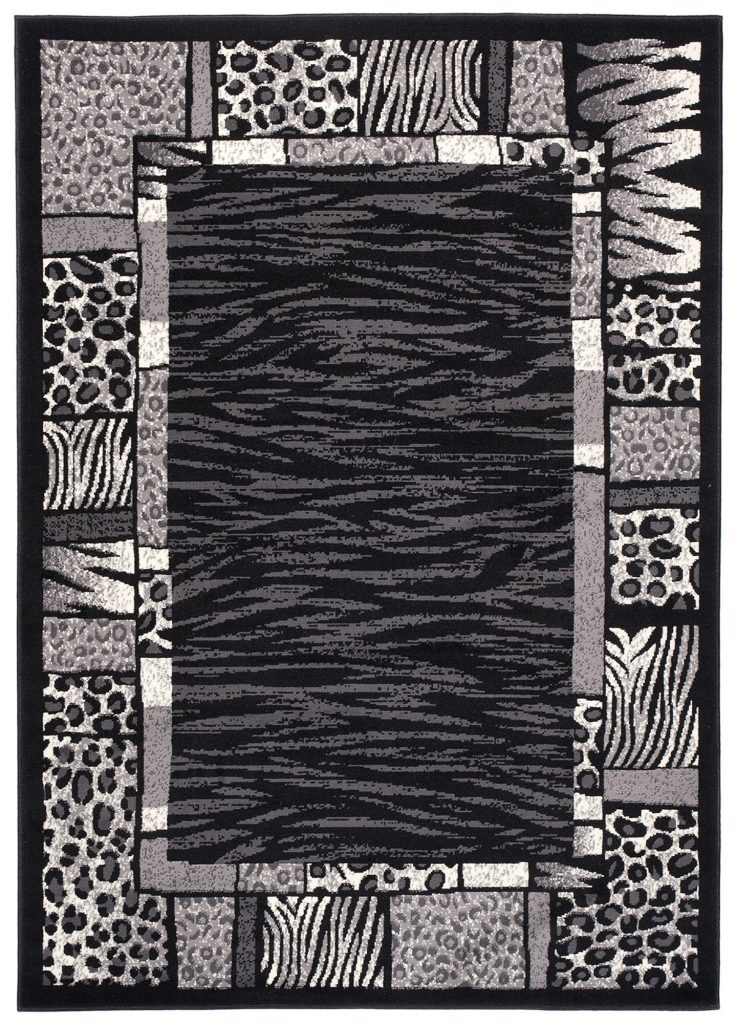 Tapis Dream Moderne Noir Gris Motif Animalier
