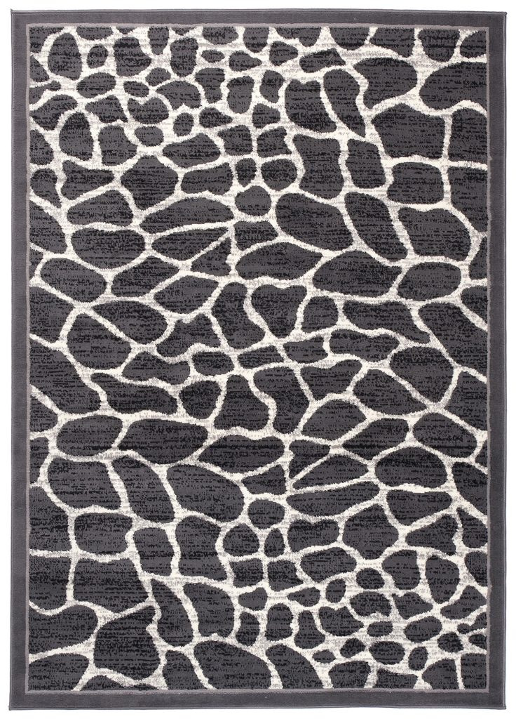 Tapis Dream Gris Foncé Motif Animalier Bordure