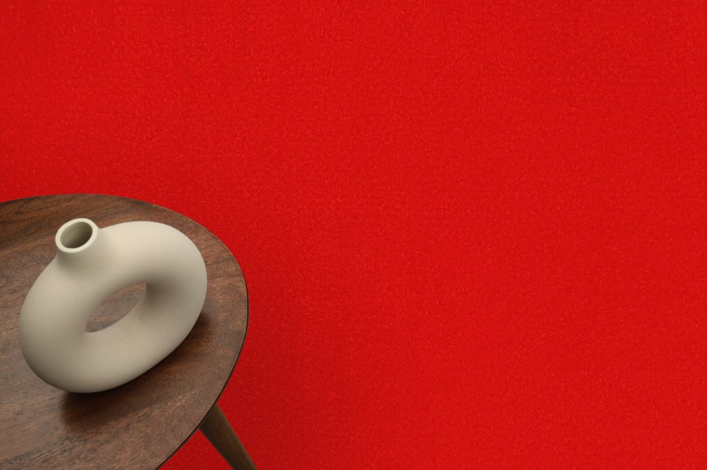 Tapis Mono Rond Intérieur Extérieur Rouge