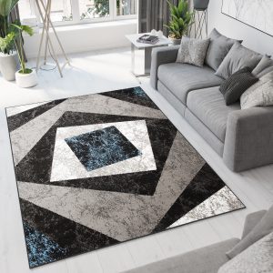 Tapis Dream Géométrique Gris Bleu Carreaux