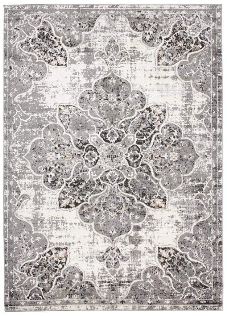 Tapis Valley Gris Vintage Floral Rosace