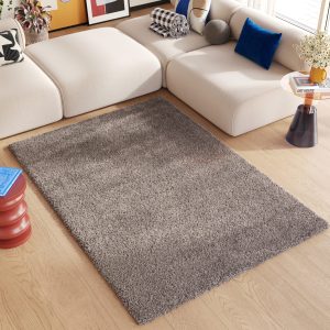 Tapis Essence Shaggy Taupe Poil Long Gris Moucheté