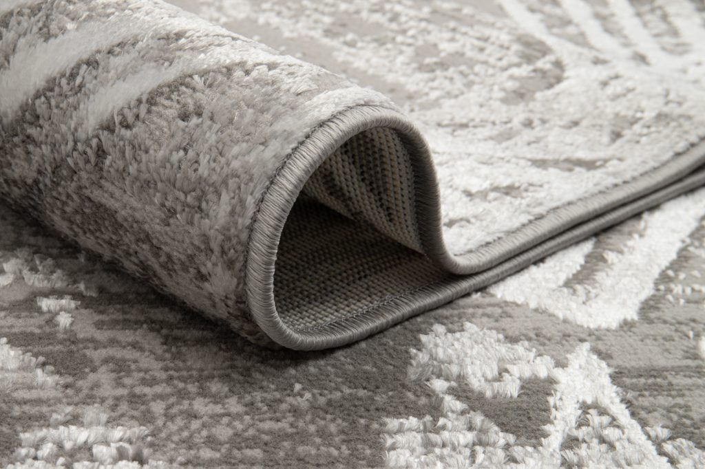 Tapis Crystal Gris Clair Moucheté Lignes Effet 3D