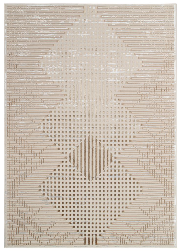 Tapis Crystal Marron Beige Vintage Losanges Effet 3D