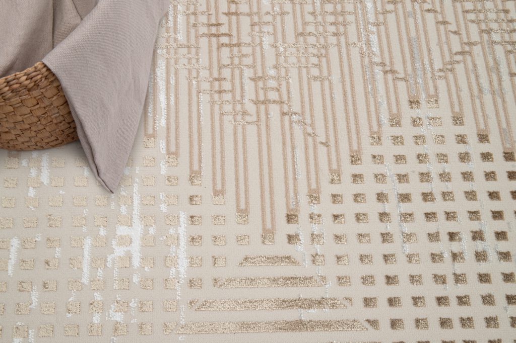 Tapis Crystal Marron Beige Vintage Losanges Effet 3D