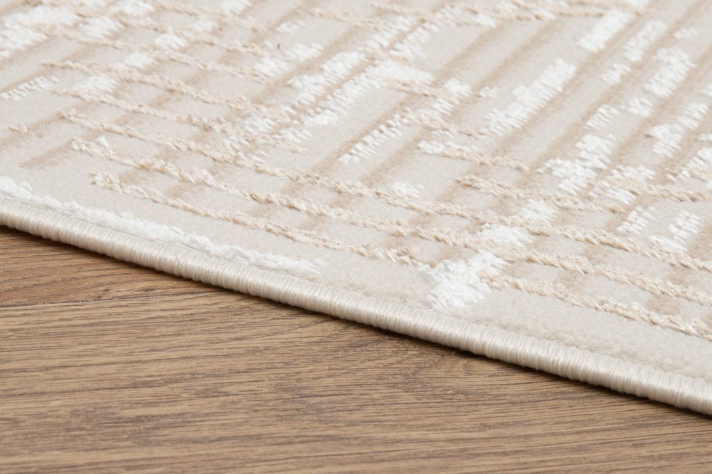 Tapis Crystal Marron Beige Vintage Losanges Effet 3D