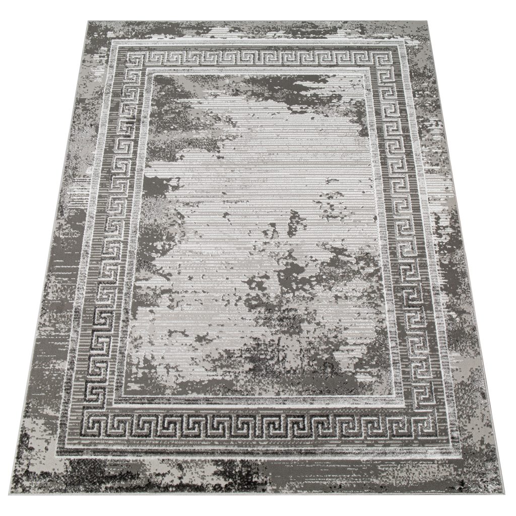 Tapis Ares Gris Bordure Moucheté Vintage