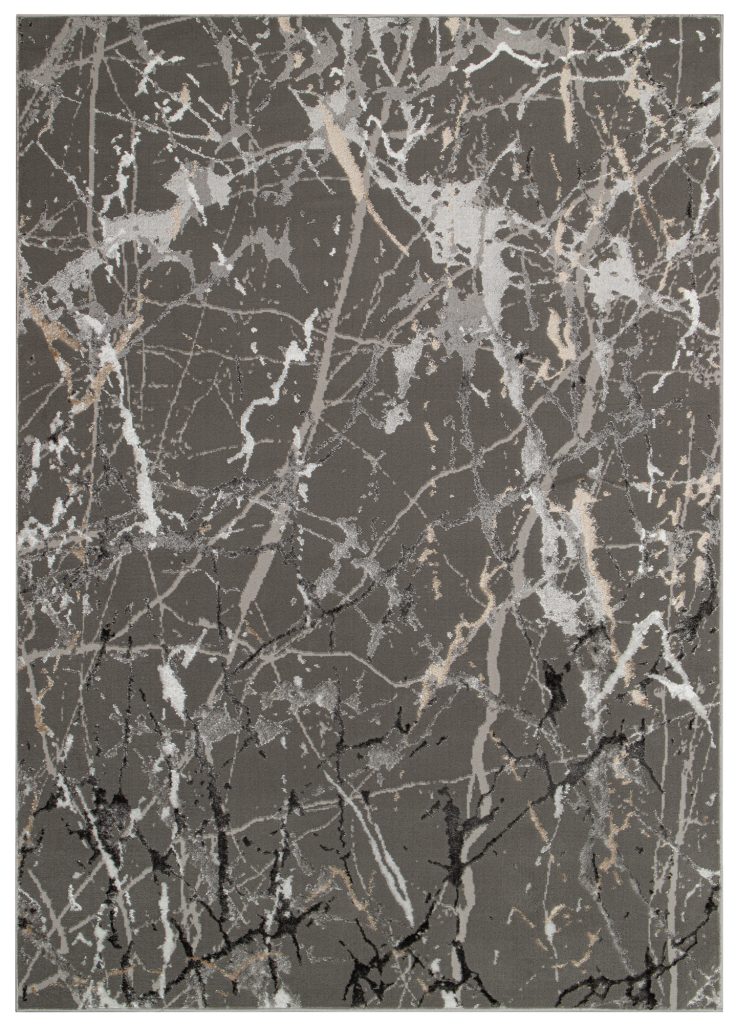 Tapis Crystal Gris Foncé Abstrait Marbre Effet 3D