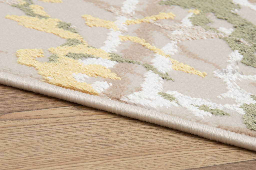 Tapis Crystal Vert Crème Abstrait Marbre Effet 3D