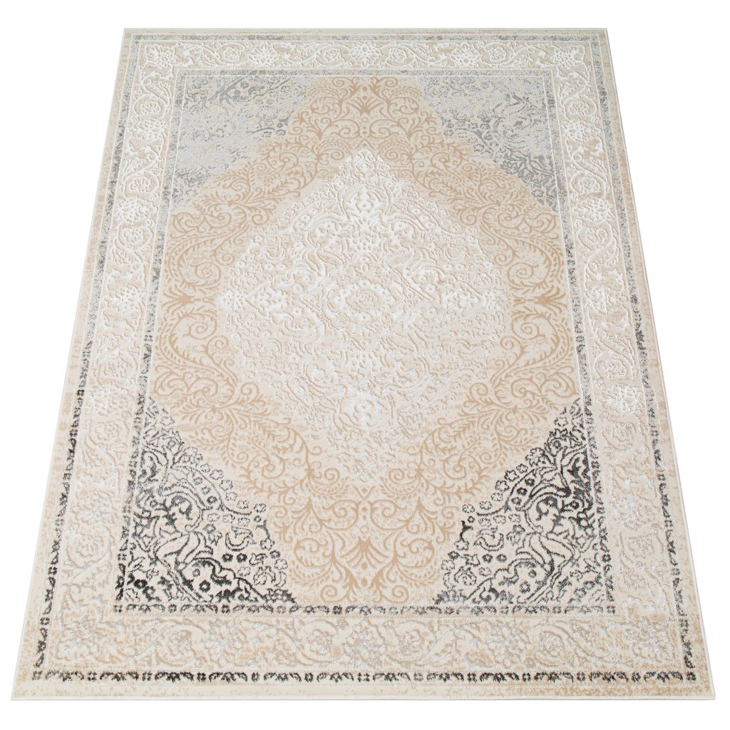 Tapis Ares Crème Gris Vintage Médaillon
