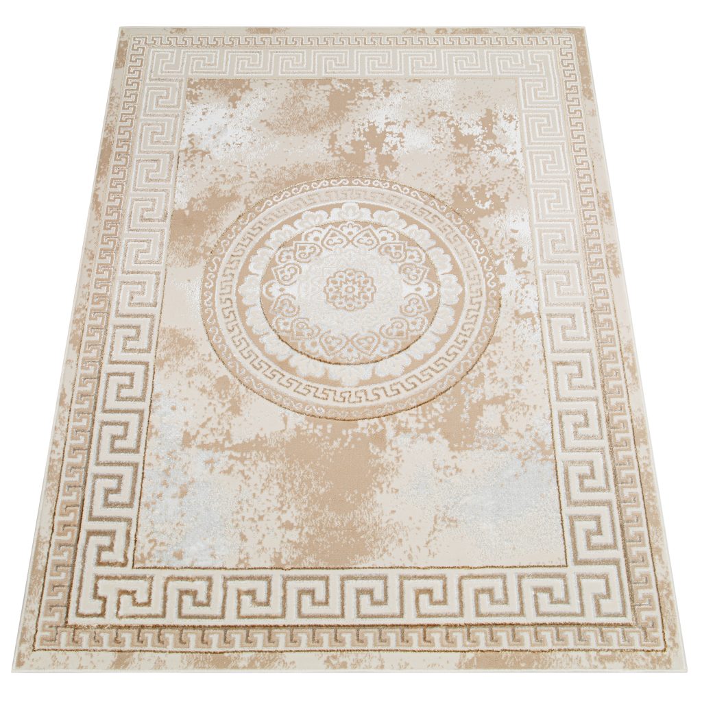 Tapis Ares Or Marron Ornamental Médaillon