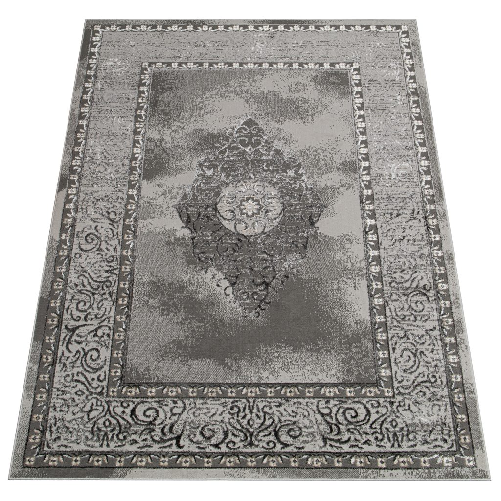 Tapis Ares Gris Rosace Bordure Vintage