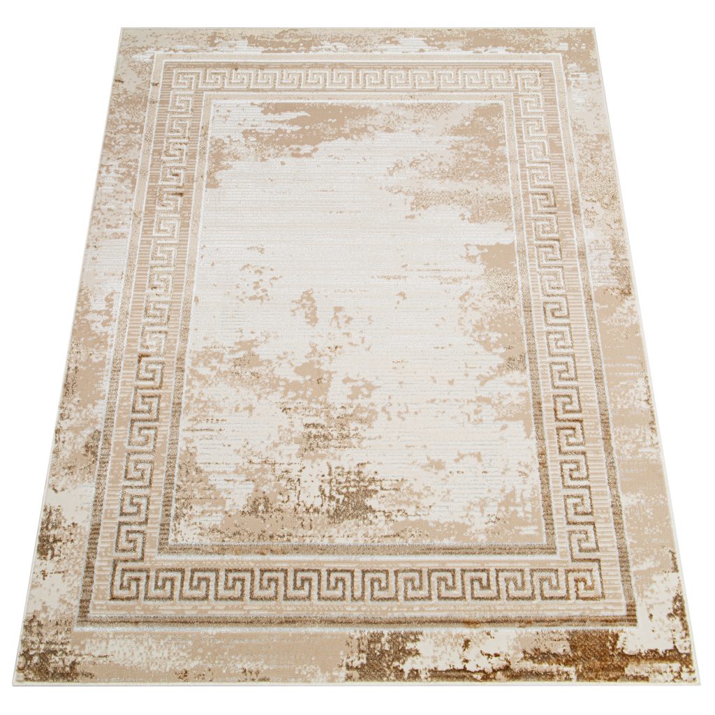 Tapis Ares Marron Bordure Moucheté Vintage