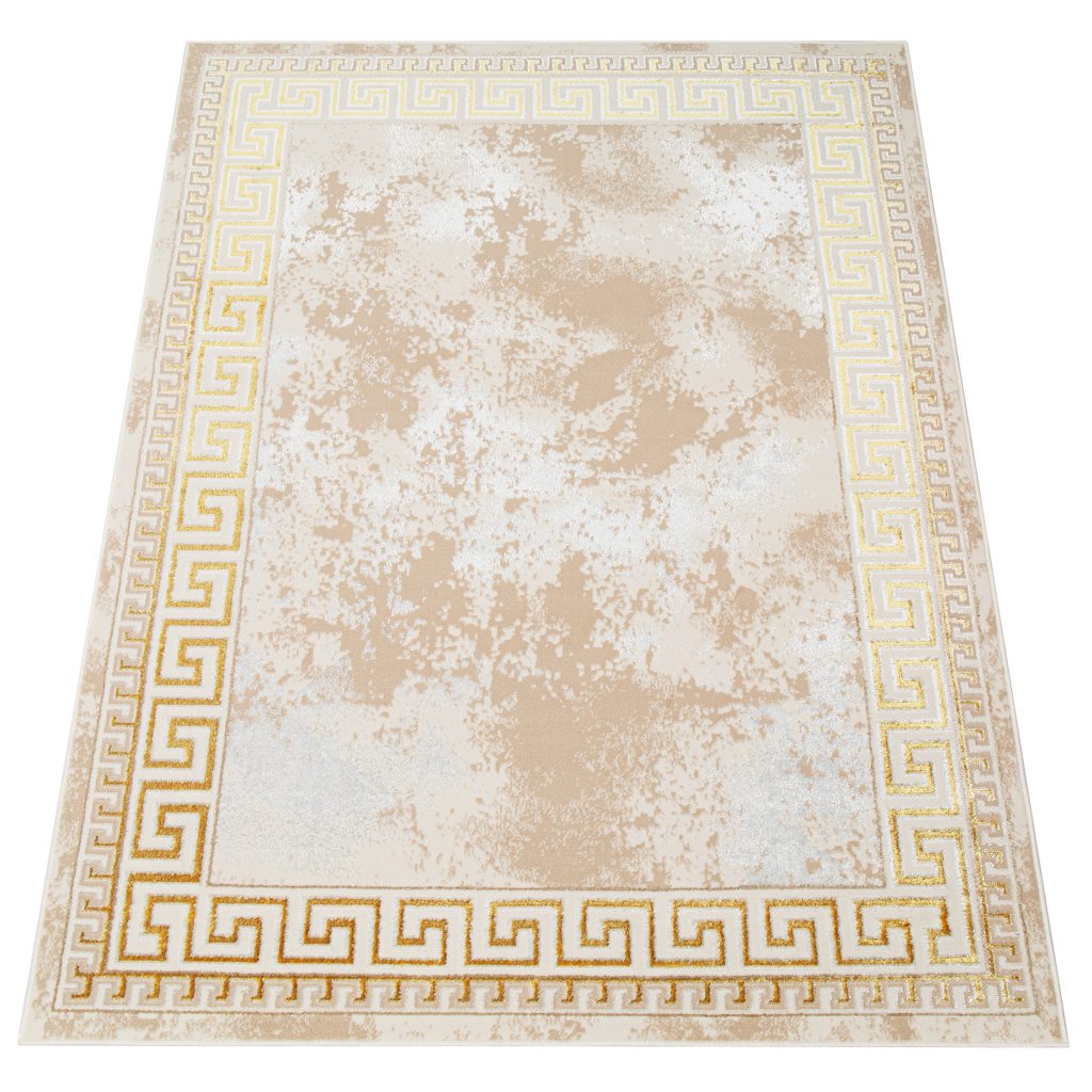 Tapis Ares Or Beige Bordure Abstrait