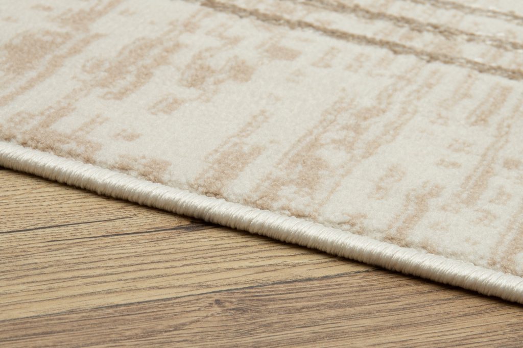 Tapis Crystal Beige Marron Crème Rayé Effet 3D