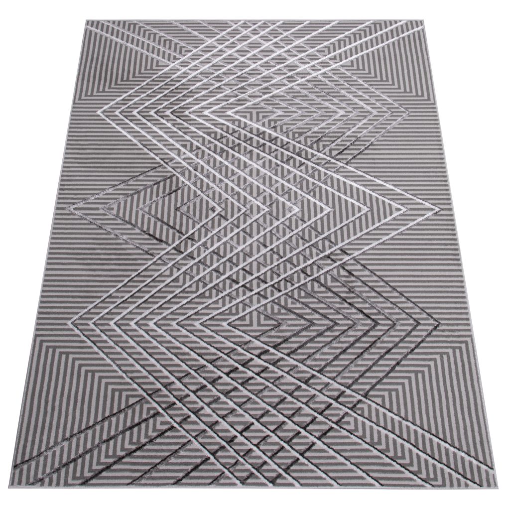 Tapis Crystal Gris Zigzag Géométrique Effet 3D