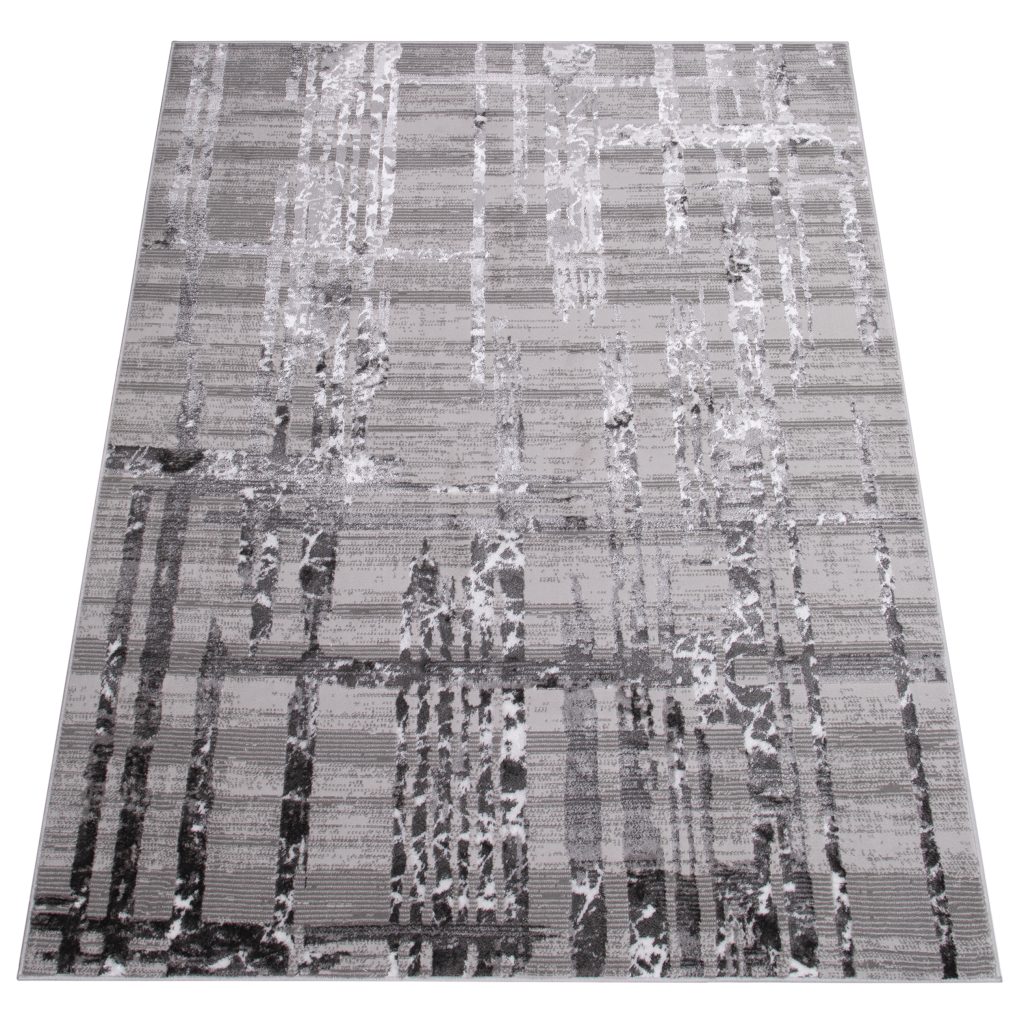 Tapis Crystal Gris Rayé Abstrait Effet 3D