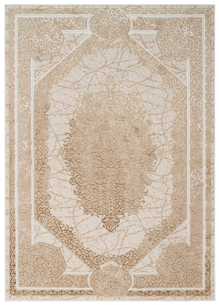 Tapis Ares Marron Beige Rosace Vintage