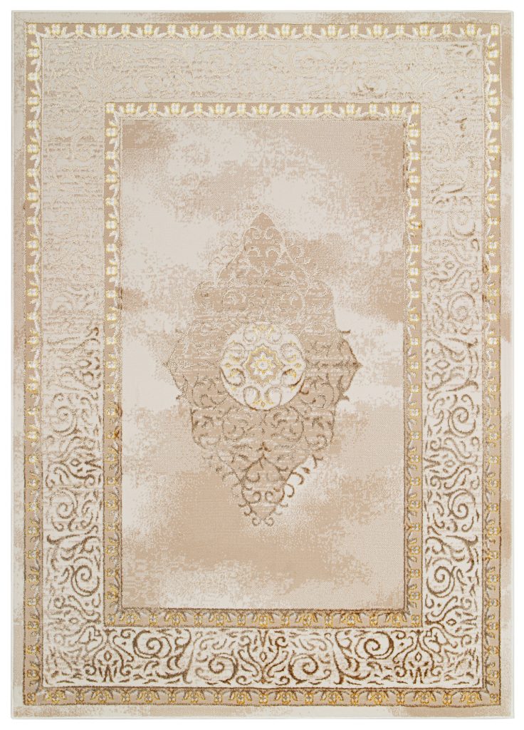Tapis Ares Or Marron Beige Rosace