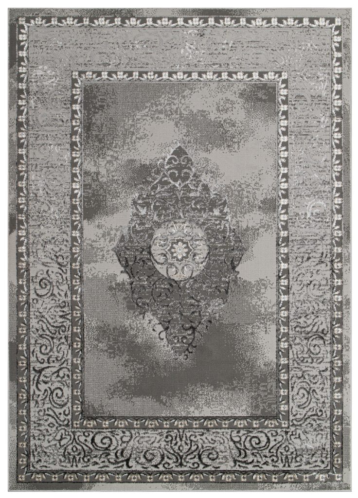 Tapis Ares Gris Rosace Bordure Vintage
