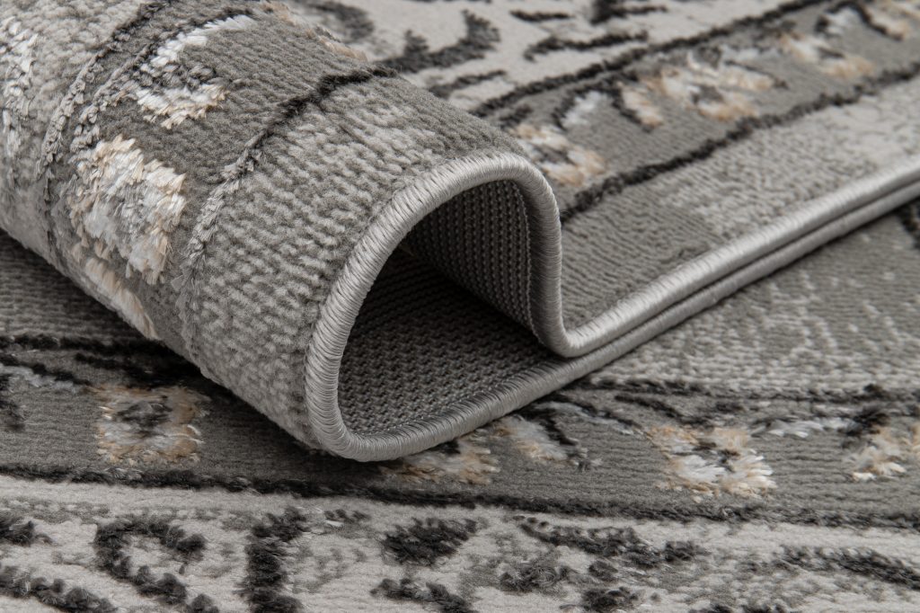 Tapis Ares Gris Rosace Bordure Vintage