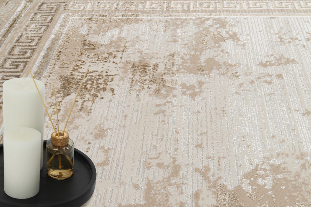Tapis Ares Marron Bordure Moucheté Vintage