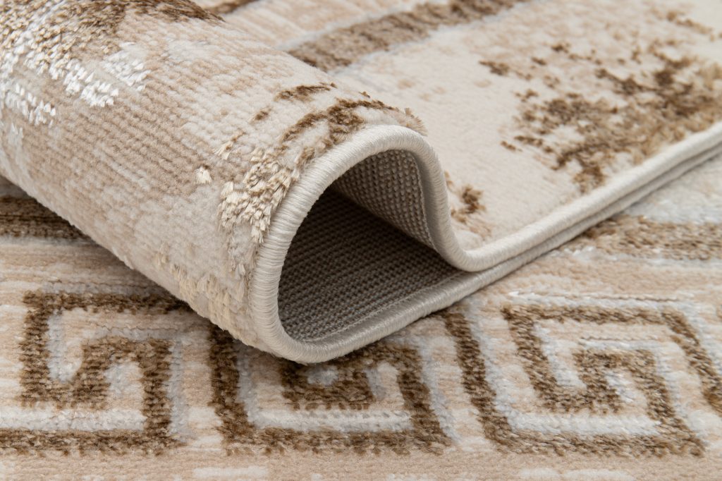 Tapis Ares Marron Bordure Moucheté Vintage